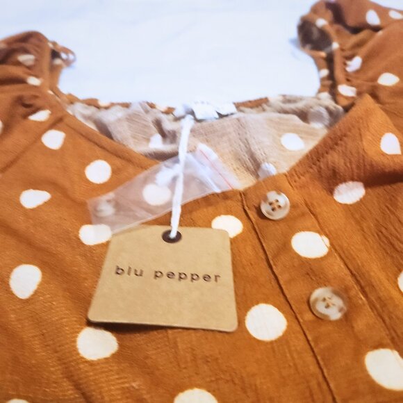 Blu Pepper Mustard Brown Retro Polka Dot Dress | Retro & Academia | Size L - Picture 7 of 10